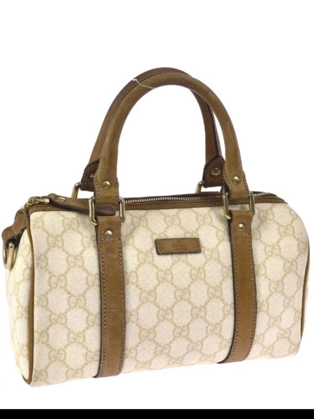Gucci Cream & Brown Mini Barrel Duffel Bag